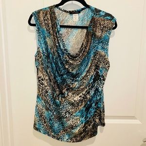 Women’s Sparkle Top XL Sleeveless Animal Print